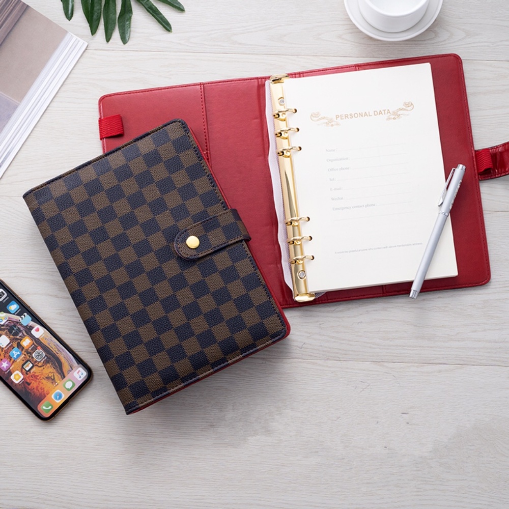SOLD! A5 A6 Brown Red | Gold-tone 6-Ring Binder | Agenda | Planner 2pc Set - Picture 11 of 12